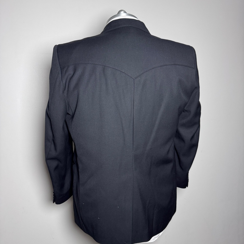 Circle S Blazer Mens 46R Black Solid Western Cowboy Yoke Arrow Pocket 17B - Picture 3 of 6